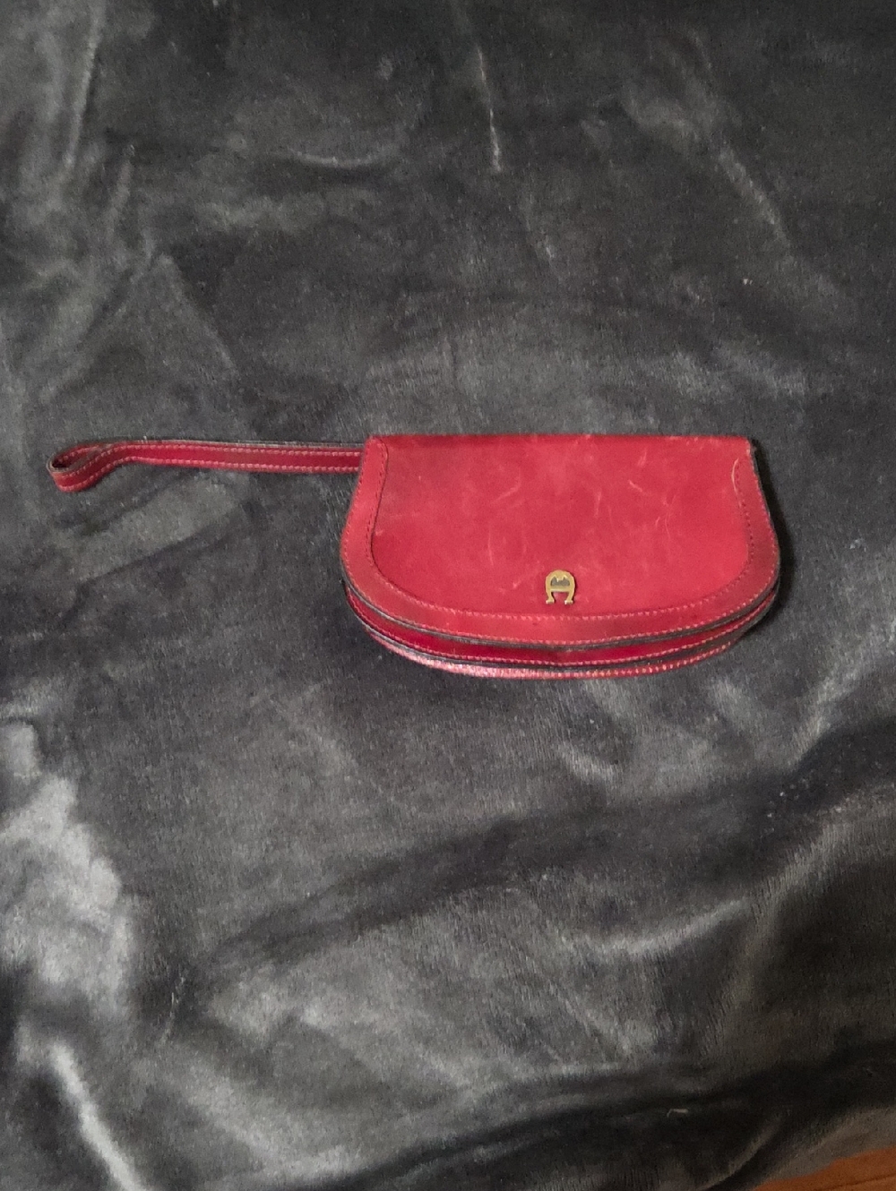 Etienne Aigner Red Suede Wristlet Clutch